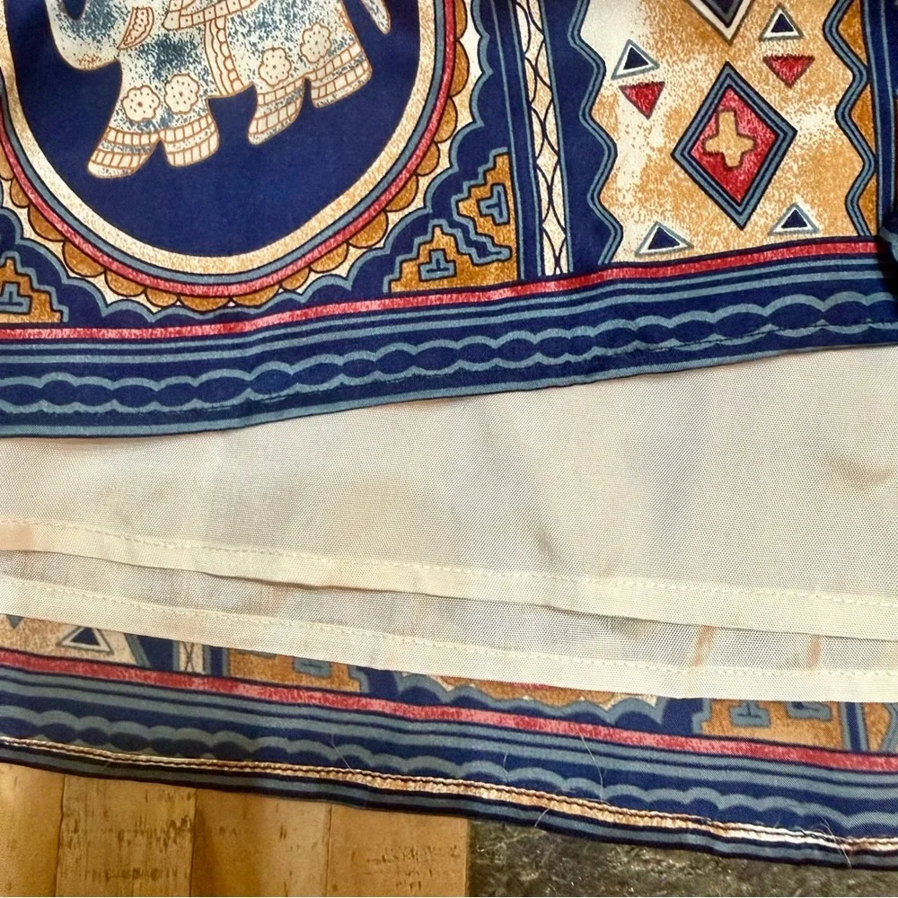 EUC Voom by Joy Han Elephant Print Boho Mini Skirt 100% Silk - Picture 6 of 7